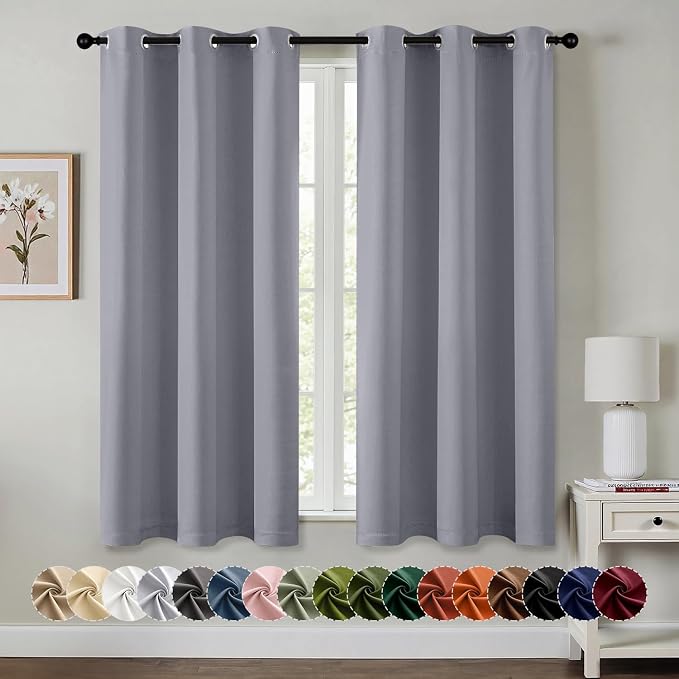 MIULEE Blackout Curtains for Bedroom 2 Panels 40 x 63 Inch Long Silver Grey | by MIULEE