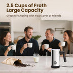 Milk Frother, 4-in-1 Milk Frother and Steamer, 10.6oz Electric Milk Steamer, Automatic Cold and Hot Foam maker for Lattes, Cappuccinos, Non-stick Coating Interior (Polished)