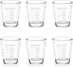 Shot Glasses Measuring Cup Set 6 Pack Espresso Shot Glasses Liquid Heavy Glass 26-Incremental Measurement 1 OZ, 2 TBS, 6 TSP, 30 ML Kitchen Tools(White)
