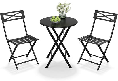 GarveeTech 3-Piece Folding Bistro Set, Heavy Duty Outdoor Patio Furniture - Image 2