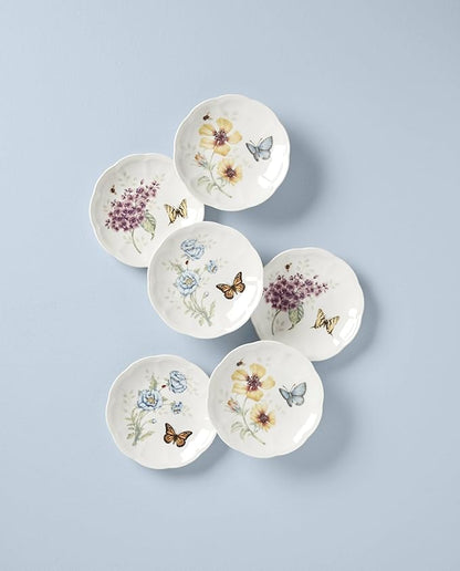 Lenox 817046 Butterfly Meadow 6-Piece Tidbit Plate Set, White, 3.05 LB