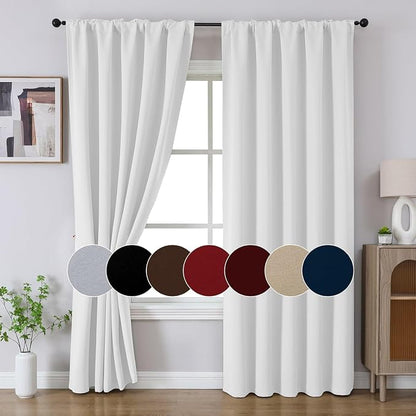 Joydeco 84 Inch 60% Blackout White Curtains 2 Panels, Elegant Semi Sheer - Image 9