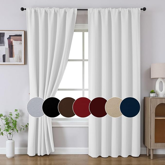 Joydeco 84 Inch 60% Blackout White Curtains 2 Panels, Elegant Soft Sheer - Image 9