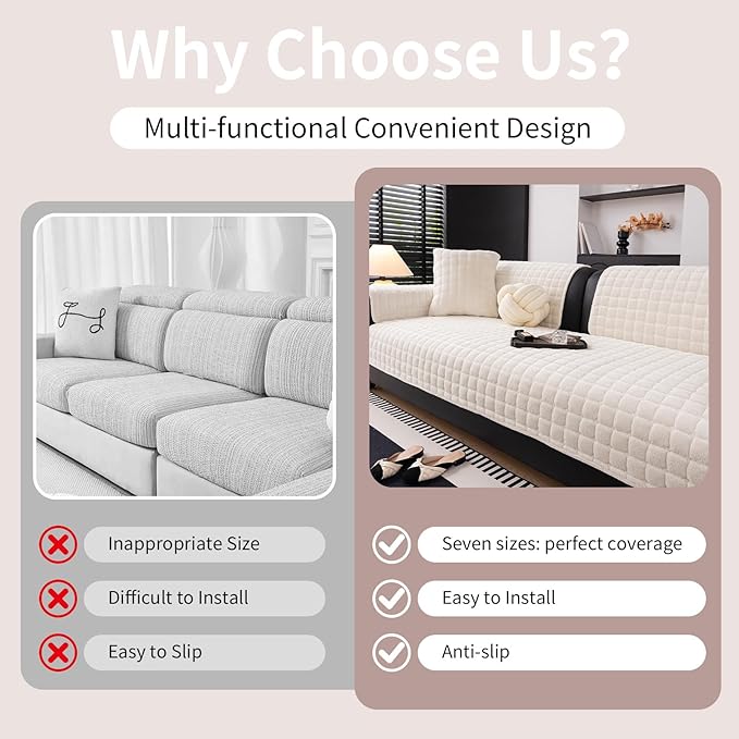 Velvet Couch Cover, Washable Sectional Sofa Cover, Anti Slip Sofa Slipcover - Image 5