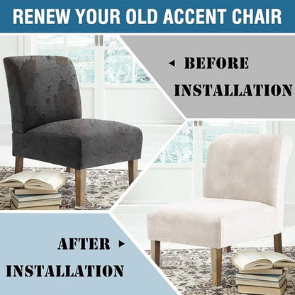 H.VERSAILTEX Armless Accent Chair Covers Thick Velvet Armless Chair Slipcovers - Image 8