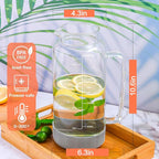 Aofmee 68oz Glass Pitcher with Lid, 2 Liter Water Carafe with Silicone Base and Precise Scale Line, Ice Tea Pitcher for Fridge, Anti-Slip Glass Jug for Sun Tea Juice Coffee Milk Beverage (Gray)
