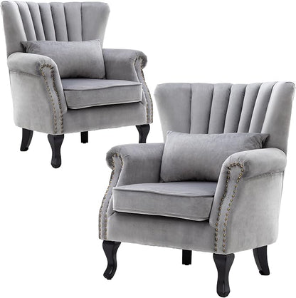 Velvet Accent Chairs Set of 2 by DMFurniture