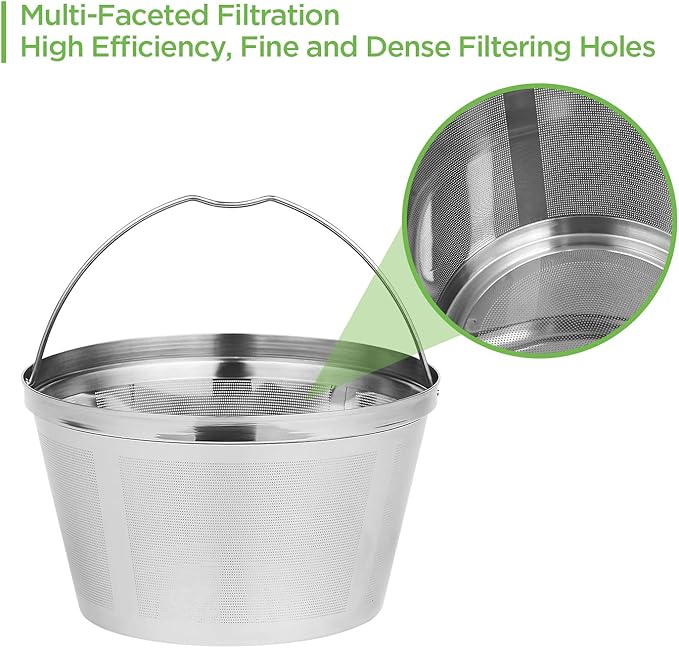 Reusable Coffee Filters 8-12 Cup Permanent Coffee Filters Basket Washable Compatible with Mr. Coffee Black & Decker Coffee Maker Filter Parts