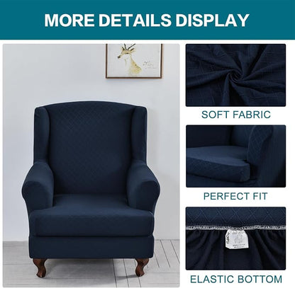 KRFOONN Stretch Wing Chair Slipcovers Printed 2 Piece Wingback Chair Covers - Image 2