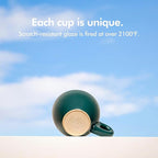 KIVY Cappuccino cups set [4x 8oz] - Thick-walled stoneware cappuccino cup set for latte art - Cappuccino coffee cups - Tazas de cafe - Latte cups - Ceramic latte art cup and saucer set of 4