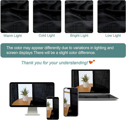 Chyhomenyc Black Semi Sheer Curtains 84 Inches Long 2 Panels Set, Light - Image 3