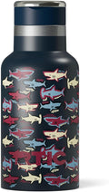 RTIC Little Journey Bottle with Straw, Insulated, Stainless Steel, Metal, Double Wall Vacuum-Insulation, Ceramic-Lined, Leak-Proof Lid, BPA-Free Water Flask for Sports, Travel, Navy Sharks