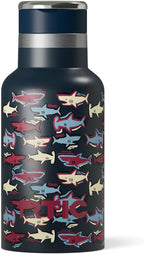 RTIC Little Journey Bottle with Straw, Insulated, Stainless Steel, Metal, Double Wall Vacuum-Insulation, Ceramic-Lined, Leak-Proof Lid, BPA-Free Water Flask for Sports, Travel, Navy Sharks