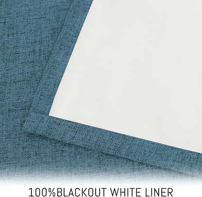 Yakamok Dusty Blue Linen Textured Curtains 96 Inches Long - Image 3