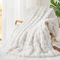 Luxury 1000GSM Faux Rabbit Fur Throw Blanket, Super Heavy Warm Cozy Blankets by TOUCHAT