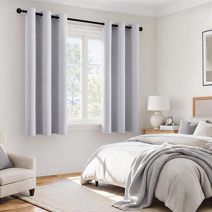 MIULEE Greyish White 40x45 Inch Length Blackout Curtains - Image 6