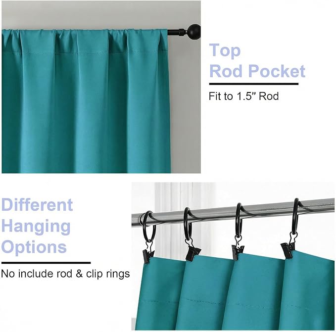 Simplebrand Ava Teal Short Blackout Curtains - Image 4