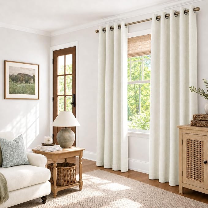 100% Blackout Linen Textured Curtains 72 Inch Long, Light Blocking, Thermal - Image 5