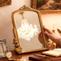 YUSONG Vintage Desk Mirror – 12" Gold Antique Tabletop Mirror by YUSONG