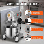 VEVOR Commercial Mixer 30Qt, Commercial Food Mixer Stainless Steel Bowl, 1100W Commercial Stand Mixer with 3 Speeds Adjustable, Dough Hook Whisk Beater Included, Perfect for Bakery Pizzeria, Silver