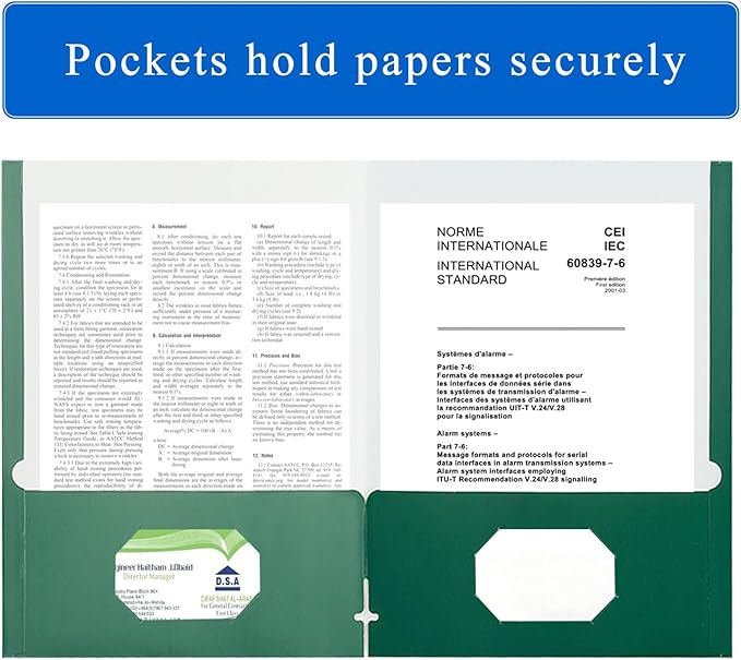 Zzrywuty File Folders with Pockets Letter Size, 50-Pack Paper Folders with Card Slot, Two Pocket Folders for School Students, Businessmen, Home and Office Workers（Dark Green）