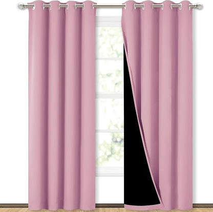 NICETOWN Crystal Pink Full Shade Curtain Panels, Pair of Energy Smart & Noise by NICETOWN