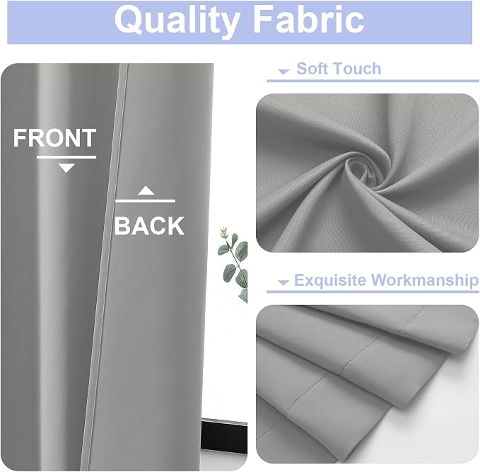 Simplebrand Silver Grey Blackout Curtains - Image 3