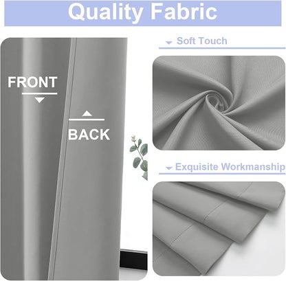 Simplebrand Ava Silver Grey Short 24 Inches Blackout Curtain 2 Panels Set - Image 3