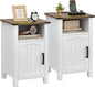 Farmhouse Nightstand with Charging Station, Rustic Bedside Table with Large by Decofy