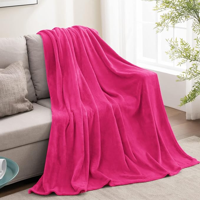 BEDELITE Fleece Blanket Soft Plush Twin Size Blanket Hot Pink 60"x80" | Ultra - Image 7