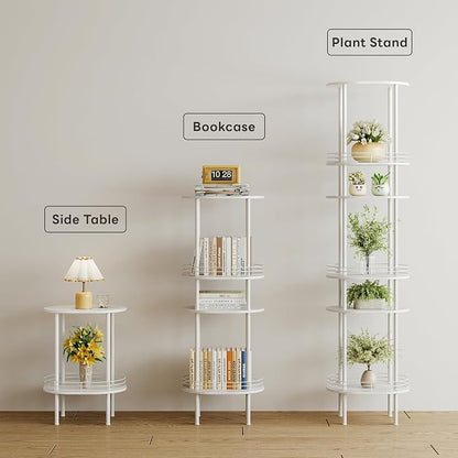 White Side Table Set of 2, Small Modern Round Side Table - Image 5