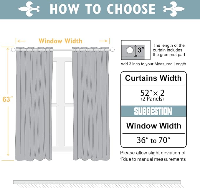 ChrisDowa Blackout Curtains for Bedroom and Living Room 63 Inches Long | 2 - Image 5