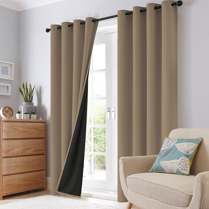 SimpleHome Khaki 100% Blackout Curtains Room Darkening Living Room 63 Inch | - Image 8