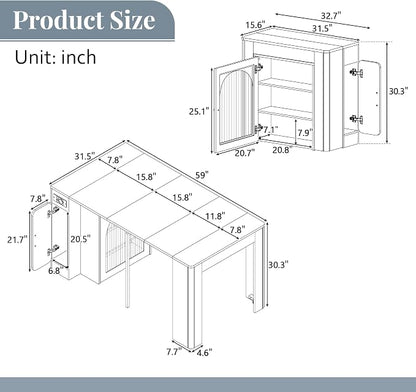 Extendable Dining Table with 3 Removable Middle Leaves, Mobile Rolling Island - Image 2