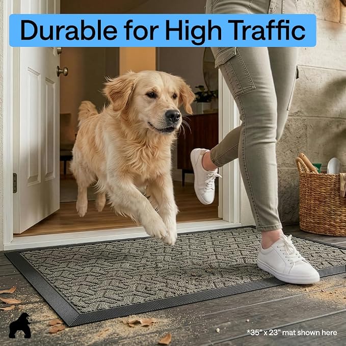 GORILLA GRIP 100% Waterproof All-Season WeatherMAX Doormat, US Designed Natural - Image 7