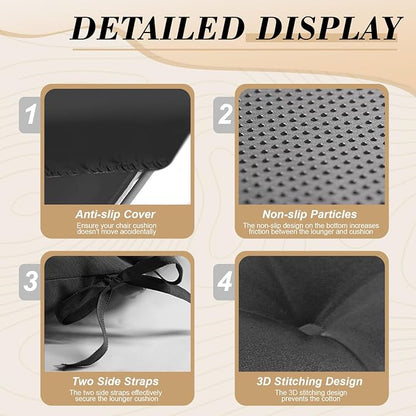 Outdoor Chaise Lounge Chair Cushion 74.2 x 22 x 4.7 Inches Thickened 100% - Image 4