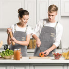 Cotton Canvas Cross Back Apron for Art Painting Garden Chef Bartender Work,Women Men 3 Pockets Waterproof Adjustable M-XXL
