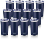 HASLE OUTFITTERS 12 oz Skinny Tumbler, Stainless Steel Insulated Slim Tumbler set bulk with Lid, Reusable Double Wall Travel Coffee Mug, Durable Powder Coated Travel Water Cup(Navy,12)
