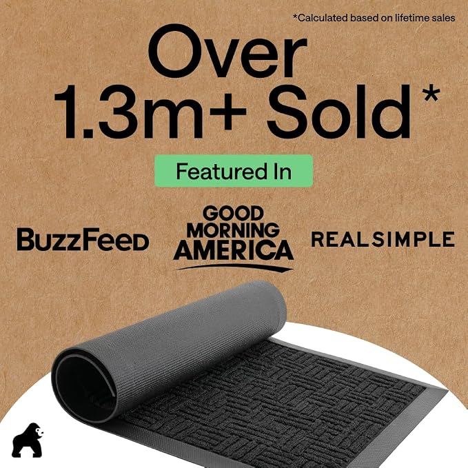 GORILLA GRIP 100% Waterproof All-Season WeatherMAX Doormat, US Designed Natural - Image 4