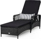 COSTWAY PE Rattan Chaise Lounge Chair, 6 Gear Adjustable Recliner by COSTWAY