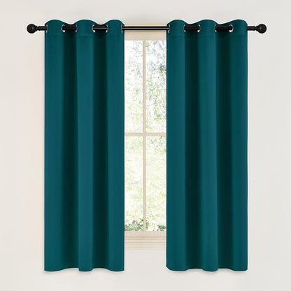 NICETOWN Teal Blackout Cafe Faux Silk Curtains by NICETOWN