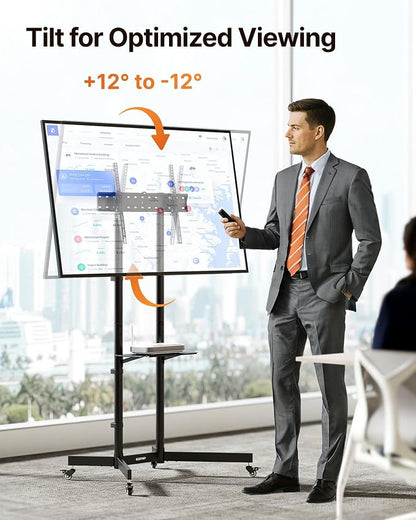 Heavy-Duty Rolling TV Stand for 32–85" Screens — Supports 187 lbs, Stable - Image 3