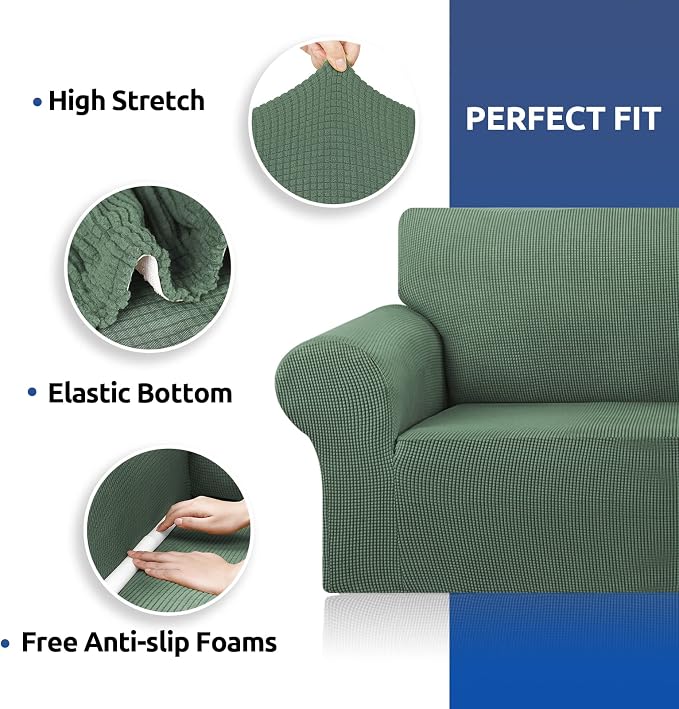 Stretch Couch Covers for Sofa, 3 Cushion Slipcover, Elastic Bottom for Dogs & - Image 6