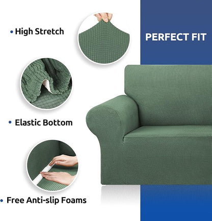 Loveseat Couch Cover, 2 Cushion Couch Slipcover, Elastic Bottom - Image 5