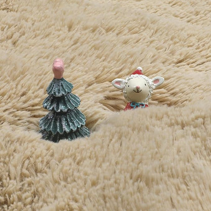 Amdrebio Beige Boho Round Fuzzy Area Rug 5Ft - Image 7