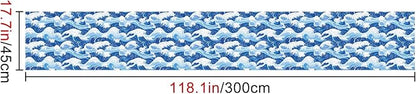 HOMETITUTE Ocean Blue Wave Pattern Wallpaper Peel and Stick Self Adhesive Vinyl - Image 2