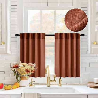 MIULEE Burnt Orange Fall Kitchen Curtain 36 Inch Length 2 Panels Farmhouse | by MIULEE