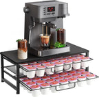 K Cup Holder Organizer for 70 Pods, 2-Tier Coffee Pod Holder for K-Cup with 2 Sliding Storage Drawers, Coffee Station Bar Organizer for Kitchen Countertop, Home & Office, Frosted Black