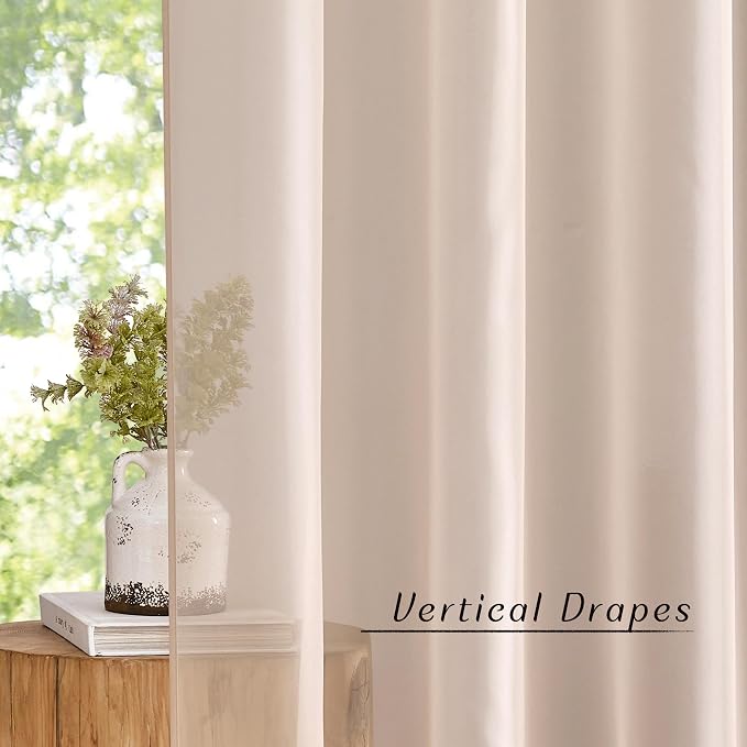 NICETOWN Taupe Sheer Curtains 72 inches Long, Grommet Light Filtering Window - Image 3