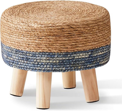 Cpintltr Foot Stool Natural Seagrass Hand Weave Poufs Round Ottoman - Image 4